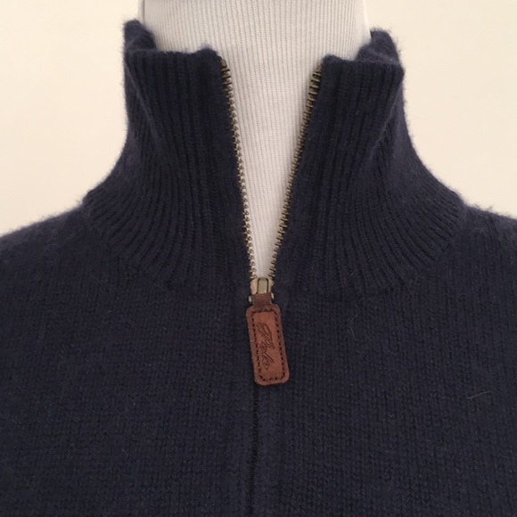 Polo L MENs 100% Cashmere, 1/2 Zip Navy - Picture 2 of 9